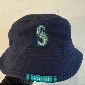 Vintage RARE Seattle Mariners Nike Team Bucket Hat Navy Blue Green One Size